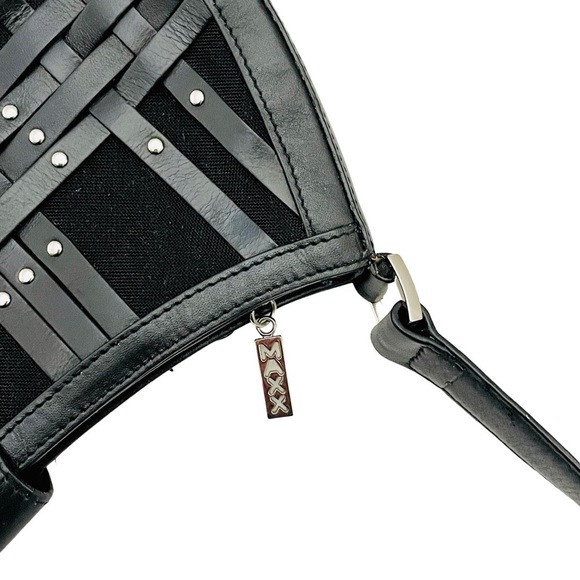 MAXX New York - Vintage Y2K Black Faux Leather Shoulder Purse with Silver Studs - Picture 4 of 7